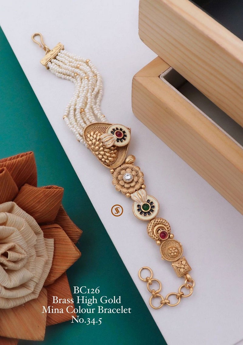 BC11 Brass High Gold Plated Mina Colour Bracelets Wholesale Shop In Surat
